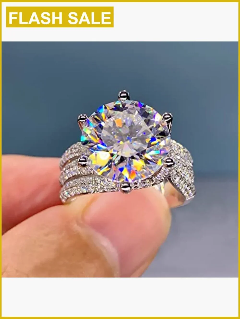 5 Carat D Color VVS1 Moissanite Solitaire Engagement Ring 925 Sterling Silver